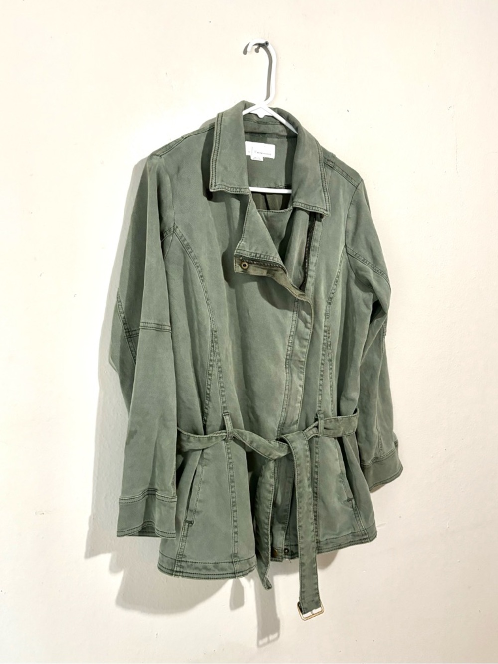 Anthropologie Washed Sage Green Utility Moto Jacket - Picture 4 of 10